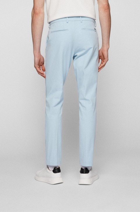 σιέλ παντελόνι σε λεπτή εφαρμογή με μπροστινές πιέτες σε μείγμα βαμβακερού Hugo Boss
