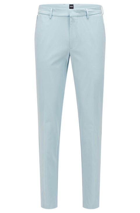 σιέλ παντελόνι σε λεπτή εφαρμογή με μπροστινές πιέτες σε μείγμα βαμβακερού Hugo Boss
