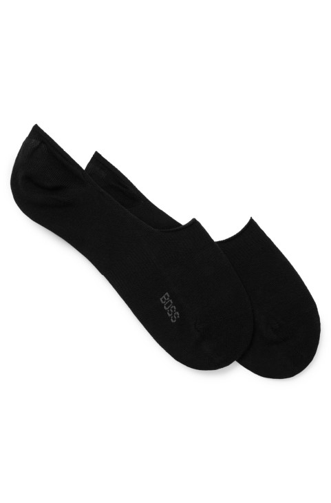 δύο πακέτο αόρατες κάλτσες σε μείγμα βαμβακερού μαύρου Hugo Boss