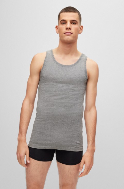 τριών συσκευασιών βαμβακερά γιλέκα εσωρούχων με κεντημένα λογότυπα Hugo Boss λευκό
