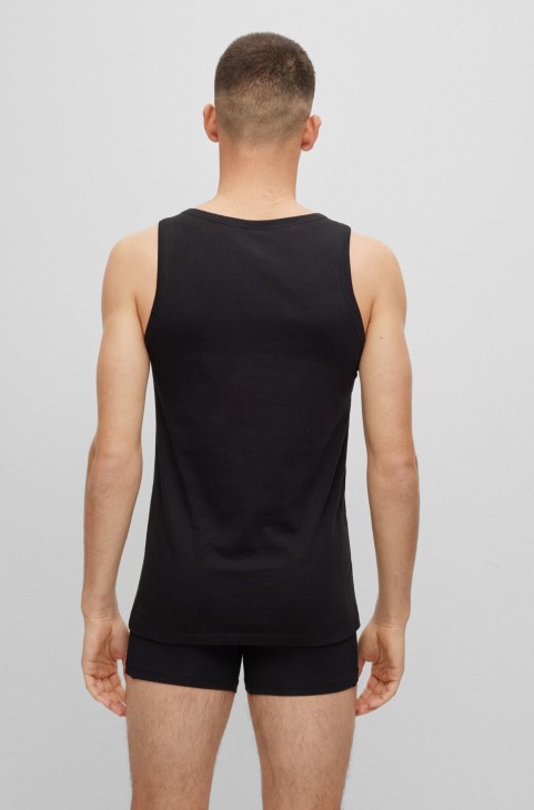 Hugo Boss μαύρο τρίπακο βαμβακερά γιλέκα εσωρούχων με κεντημένα λογότυπα
