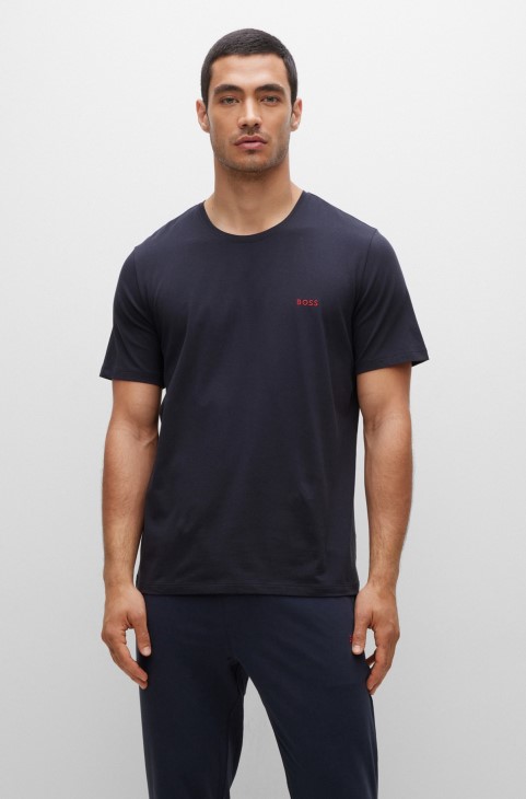 Μπλουζάκι σαλονιού από βαμβακερό ελαστικό με λογότυπο σκούρο μπλε Hugo Boss