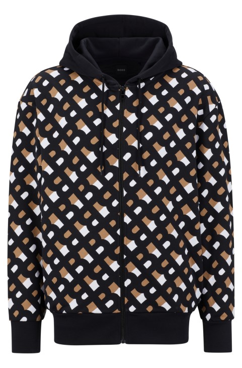 Φούτερ με φερμουάρ από βαμβακερό μοτίβο Hugo Boss με εμπριμέ μονογράμματα

