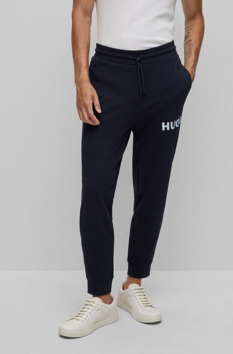 Βαμβακερές αθλητικές φόρμες με λεπτομέρεια λογότυπου σκούρο μπλε Hugo Boss