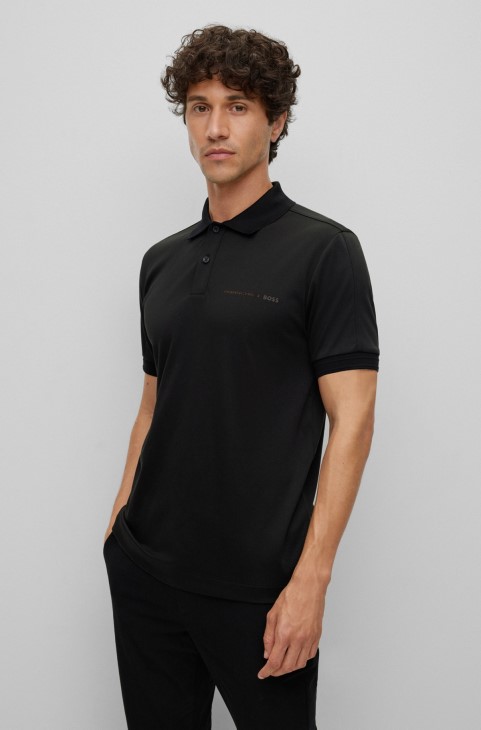 Porsche X Boss Interlock-βαμβακερό πουκάμισο Polo Slim-fit