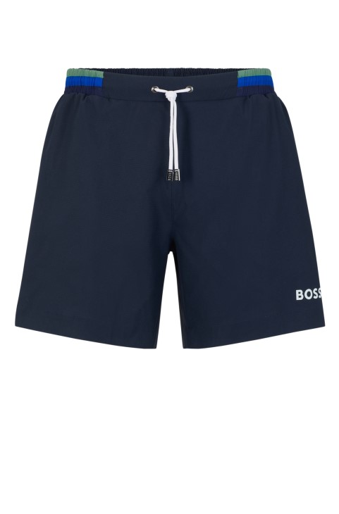 Σορτς μαγιό Hugo Boss σκούρο μπλε Ripstop-υφασμάτινο σορτς με λογότυπο αντίθεσης