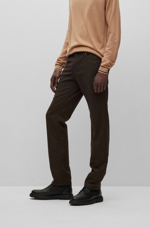 Hugo Boss σκούρο καφέ τζιν με κανονική εφαρμογή σε μελανζ στρεντ τζιν