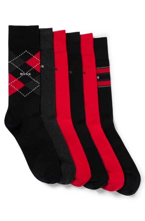 Hugo Boss μαύρες έξι κάλτσες σε μείγμα βαμβακιού