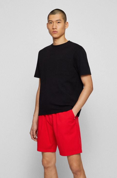 μαύρο μπλουζάκι χαλαρής εφαρμογής με δομή βάφλας Hugo Boss