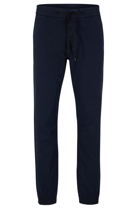 Hugo Boss σκούρο μπλε σινιόν με μανσέτες σε λεπτή εφαρμογή σε ελαστική βαμβακερή γκαμπαρντίνα
