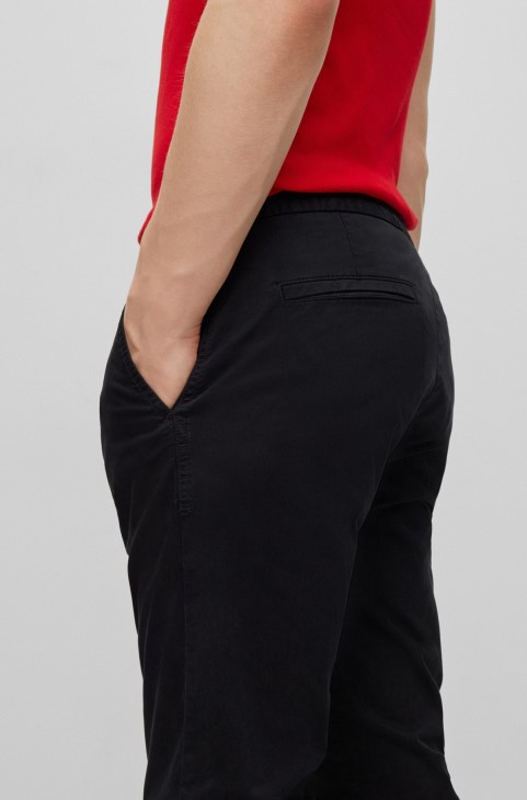 σινιέτα με μανσέτες σε λεπτή εφαρμογή από ελαστικό βαμβακερό Gabardine Black Hugo Boss
