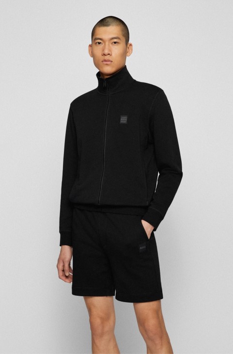 Hugo Boss μαύρο σακάκι χαλαρής εφαρμογής σε French Terry με Patch με λογότυπο