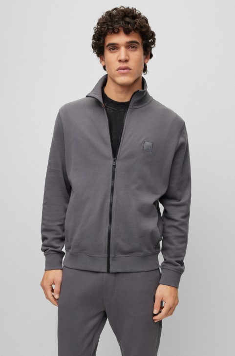 Σκούρο γκρι χαλαρό σακάκι σε French Terry με λογότυπο Patch Hugo Boss