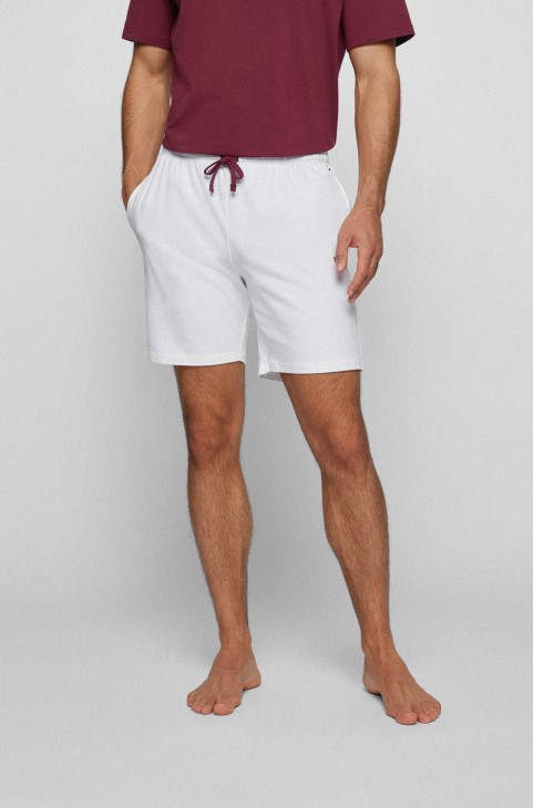 Βαμβακερό σορτς με κεντημένο λογότυπο Hugo Boss λευκό