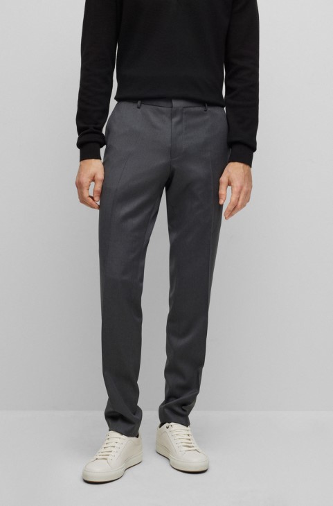 παντελόνι εξαιρετικά λεπτής εφαρμογής από παρθένο μαλλί Serge Hugo Boss σκούρο γκρι