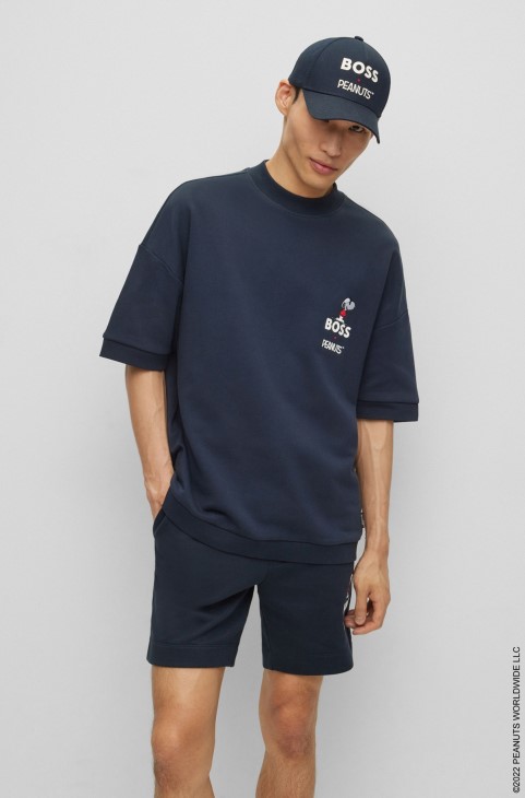 κοντομάνικο φούτερ Hugo Boss X Peanuts από βαμβακερό ύφασμα με αποκλειστικά έργα τέχνης