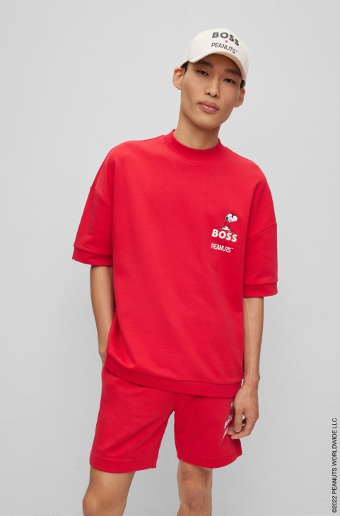κοντομάνικο φούτερ Boss X Peanuts από βαμβάκι