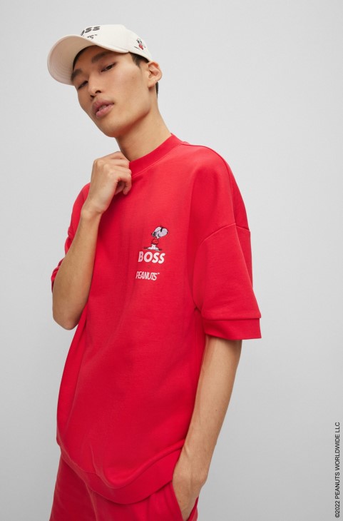 κοντομάνικο φούτερ Boss X Peanuts από βαμβάκι
