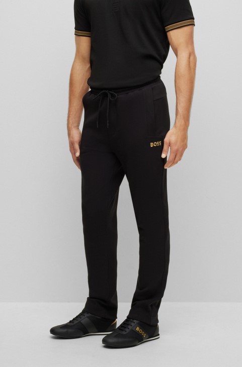 Παντελόνι αθλητικής φόρμας από μείγμα βαμβακιού με μαύρο λογότυπο Hugo Boss