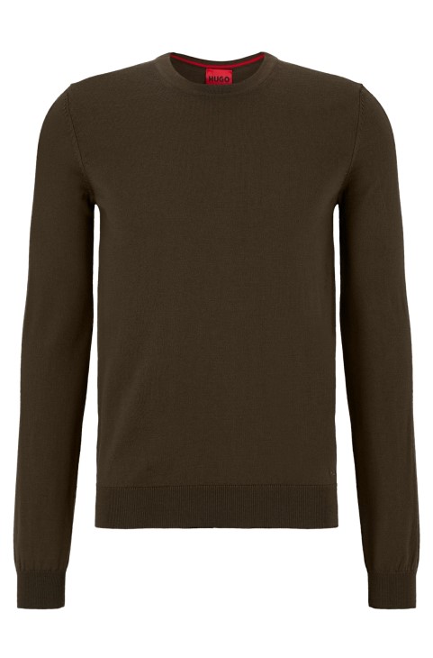 πουλόβερ Hugo Boss σε λεπτή εφαρμογή σε εξαιρετικά φίνο μαλλί μερίνο σκούρο πράσινο
