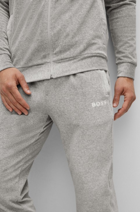 Φόρμα πιτζάμα από βαμβακερή φόρμα Hugo Boss με λεπτομέρειες λογότυπου γκρι