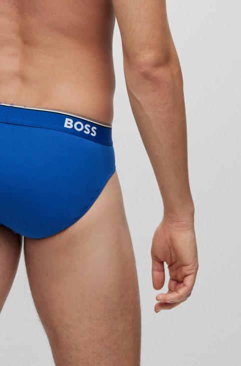 Hugo Boss τριών σλιπ βαμβακερό σλιπ με λογότυπο μπλε στη μέση
