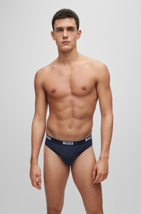 Hugo Boss τριών σλιπ βαμβακερό σλιπ με λογότυπο μπλε στη μέση
