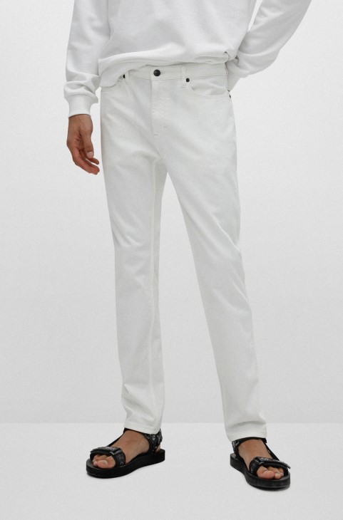 λευκό τζιν Slim-fit Hugo Boss σε Comfort-stretch τζιν