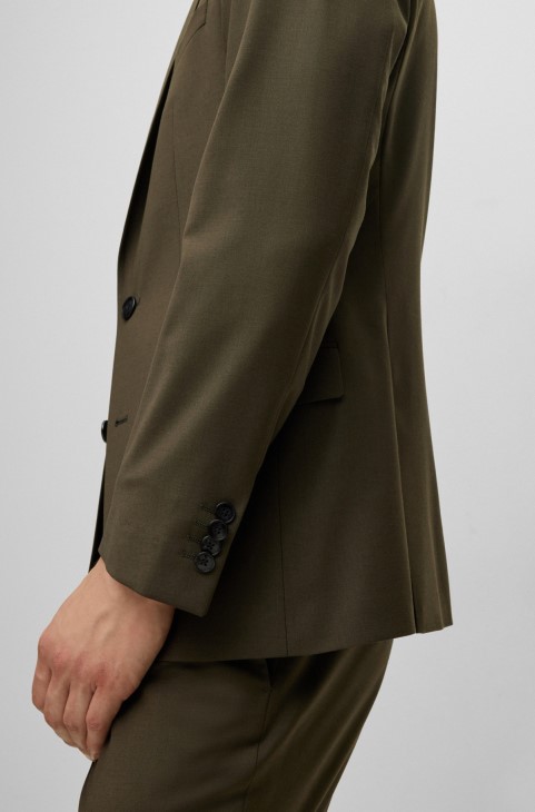 Κοστούμι σε λεπτή εφαρμογή από ύφασμα μαλλί σκούρο πράσινο Hugo Boss
