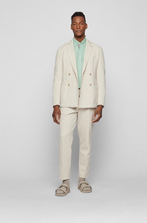 ανοιχτό πράσινο λογότυπο Hugo Boss-λεπτομέρεια πουκάμισο κανονικής εφαρμογής από βαμβάκι Oxford
