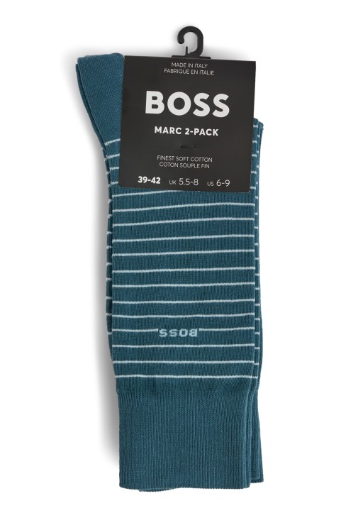 δύο σετ κάλτσες κανονικού μήκους σε τυρκουάζ βαμβακερό Hugo Boss
