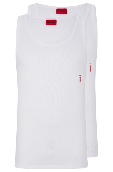 Hugo Boss λευκό δύο πακέτα γιλέκα εσωρούχων με λογότυπο από ελαστικό βαμβάκι