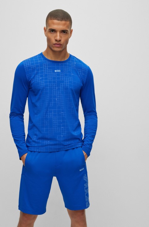 μπλουζάκι Hugo Boss μπλε ενεργό Stretch με εφέ λάμψης στο σκοτάδι