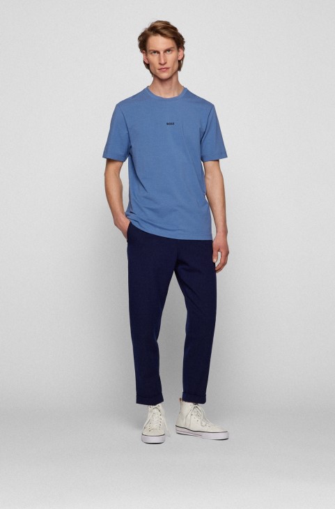 σκούρο μπλε Cropped παντελόνι Hugo Boss με κωνική εφαρμογή σε ελαστικό Twill
