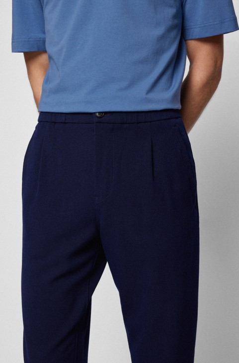 σκούρο μπλε Cropped παντελόνι Hugo Boss με κωνική εφαρμογή σε ελαστικό Twill
