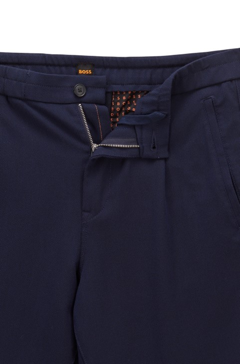 σκούρο μπλε Cropped παντελόνι Hugo Boss με κωνική εφαρμογή σε ελαστικό Twill
