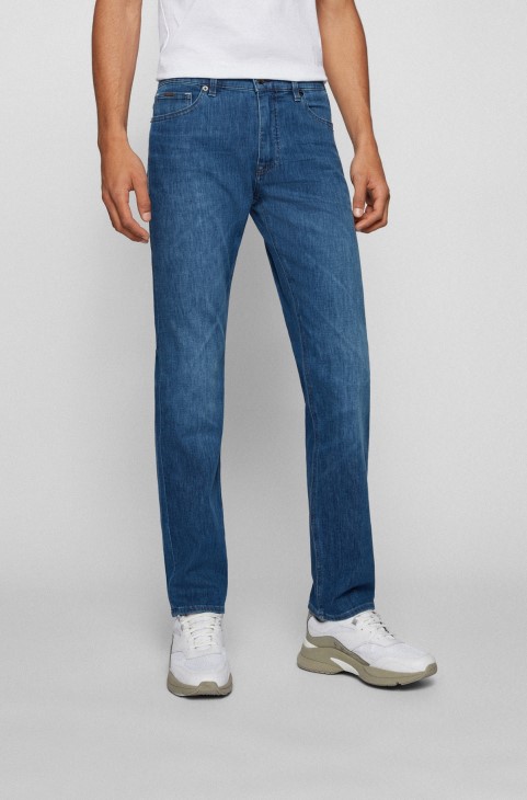 κανονική εφαρμογή τζιν σε ελαφρύ ιταλικό ελαστικό τζιν Hugo Boss μπλε