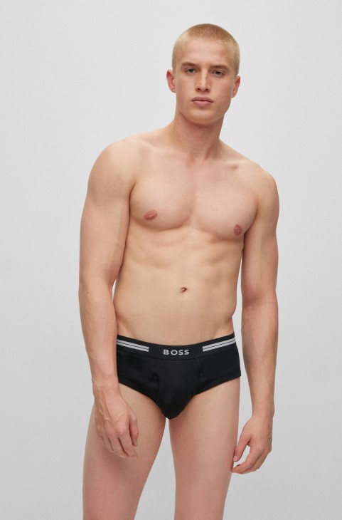 κανονικό σλιπ από οργανικό βαμβάκι με λογότυπο στη μέση Hugo Boss μαύρο
