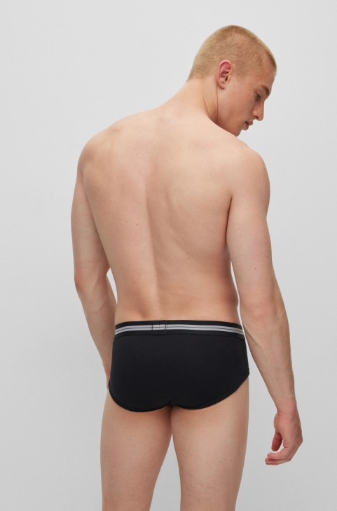 κανονικό σλιπ από οργανικό βαμβάκι με λογότυπο στη μέση Hugo Boss μαύρο
