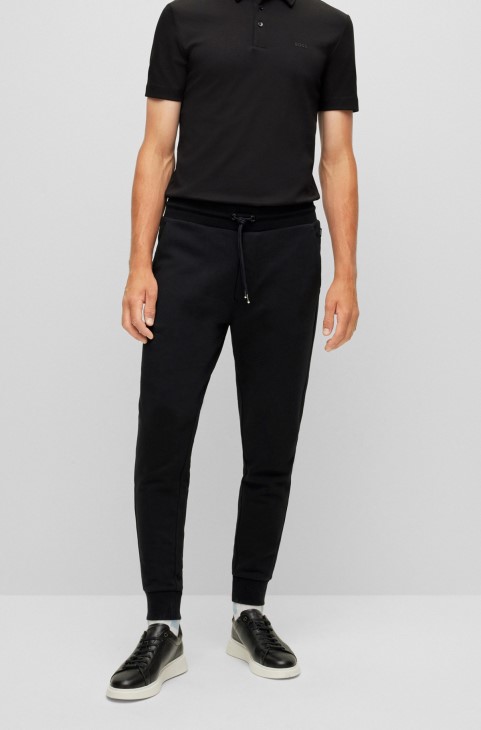 Παντελόνι αθλητικής φόρμας από οργανικό βαμβάκι με λογότυπο από καουτσούκ μαύρο Hugo Boss