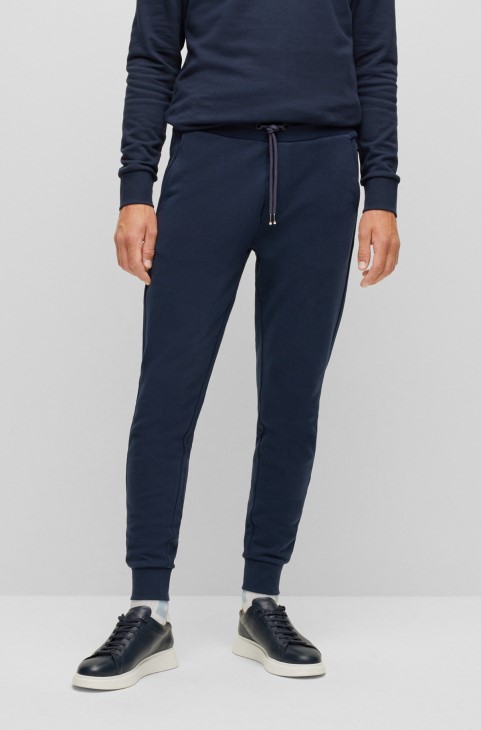 Σκούρο μπλε παντελόνι αθλητικής φόρμας από οργανικό βαμβάκι με λογότυπο Hugo Boss από καουτσούκ