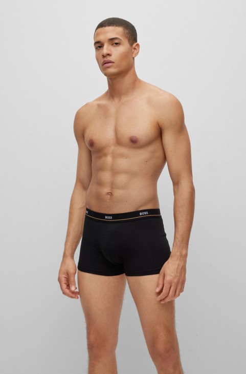 Hugo Boss μαύρα πέντε πακέτα από ελαστικά βαμβακερά μπαούλα με λογότυπο στη μέση
