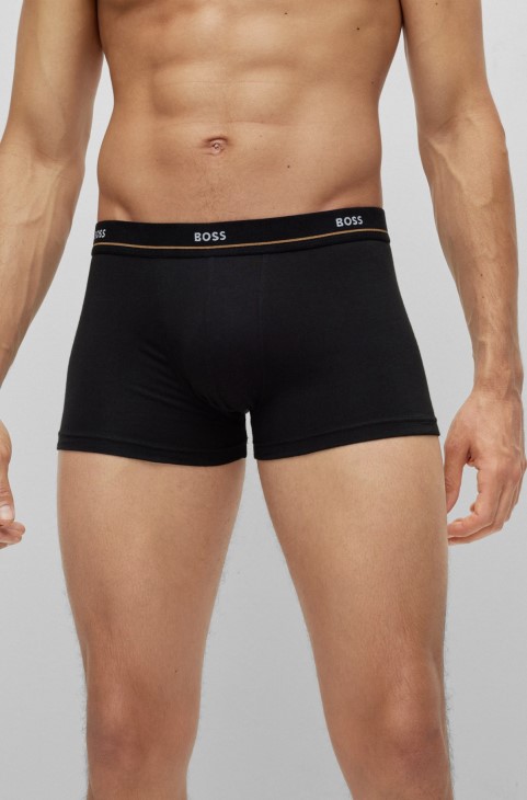 Hugo Boss μαύρα πέντε πακέτα από ελαστικά βαμβακερά μπαούλα με λογότυπο στη μέση
