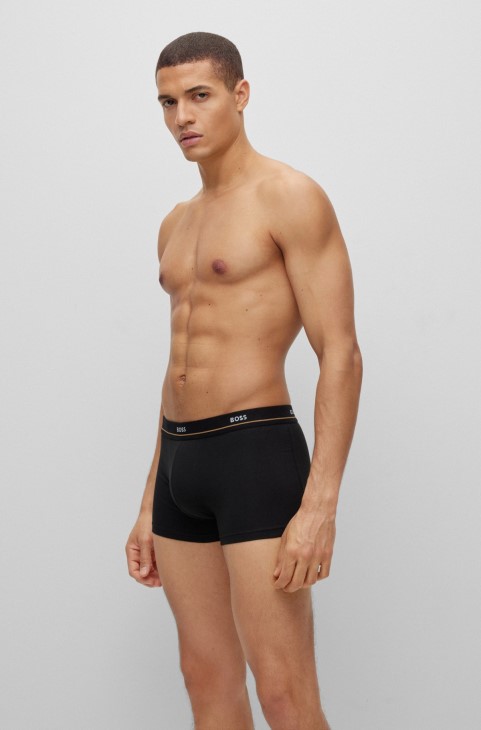 Hugo Boss μαύρα πέντε πακέτα από ελαστικά βαμβακερά μπαούλα με λογότυπο στη μέση
