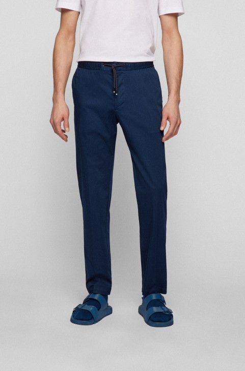 Slim-fit παντελόνι σε εμπριμέ ελαστικό βαμβακερό Hugo Boss σκούρο μπλε