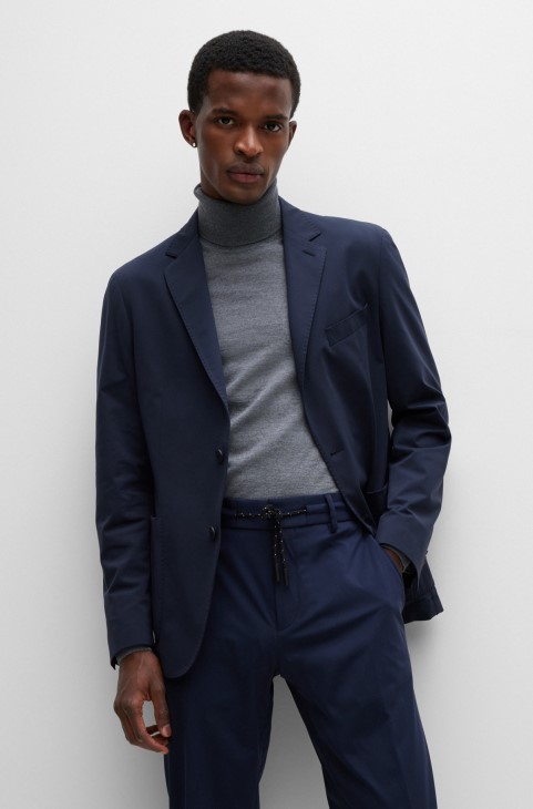 Σκούρο μπλε Slim-fit σακάκι σε Performance-stretch Jersey Hugo Boss