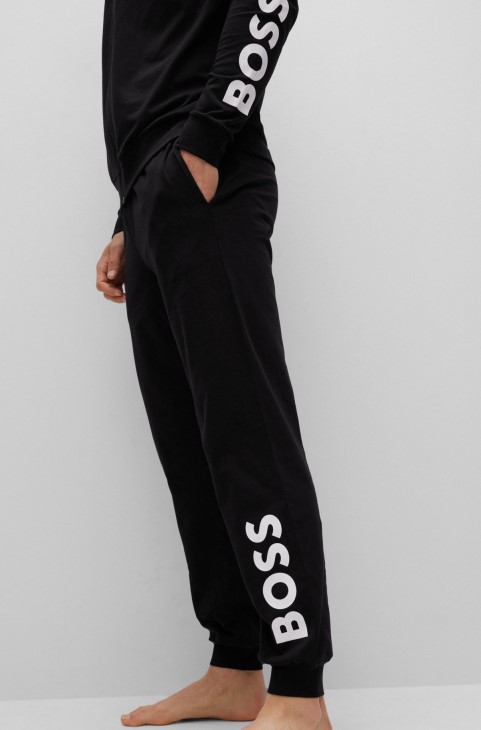 Φόρμα πιτζάμα Hugo Boss ελαστική βαμβακερή φόρμα με μαύρα λογότυπα αντίθεσης