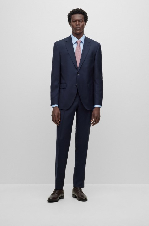 Πουκάμισο Hugo Boss γαλάζιο σε λεπτή εφαρμογή από βαμβακερή ποπλίνα που σιδερώνεται εύκολα
