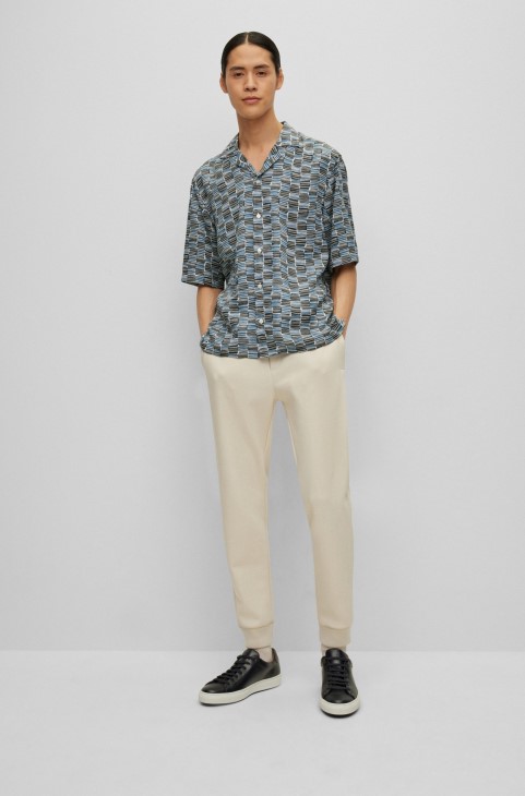 Πουκάμισο κανονικής εφαρμογής σε ανακυκλωμένο Twill με στάμπα σκούρο μπλε Hugo Boss
