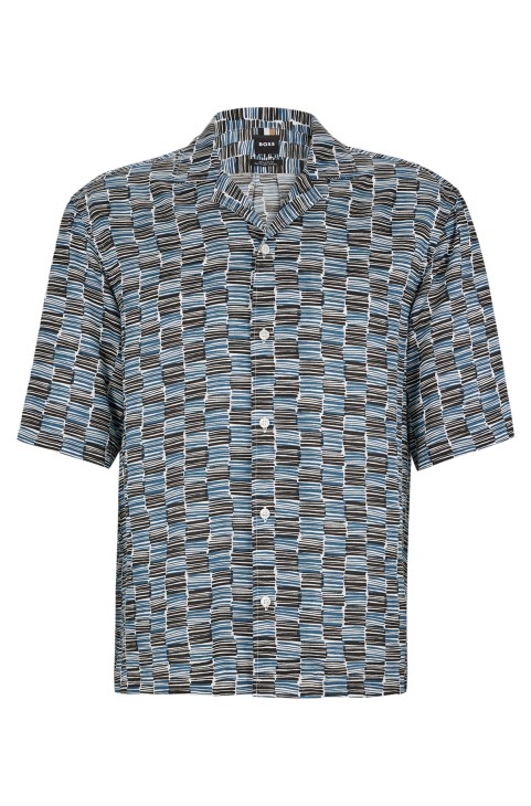 Πουκάμισο κανονικής εφαρμογής σε ανακυκλωμένο Twill με στάμπα σκούρο μπλε Hugo Boss
